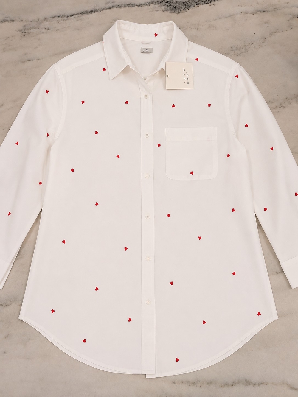 Target White Button-Down Shirt with Red Heart Motif